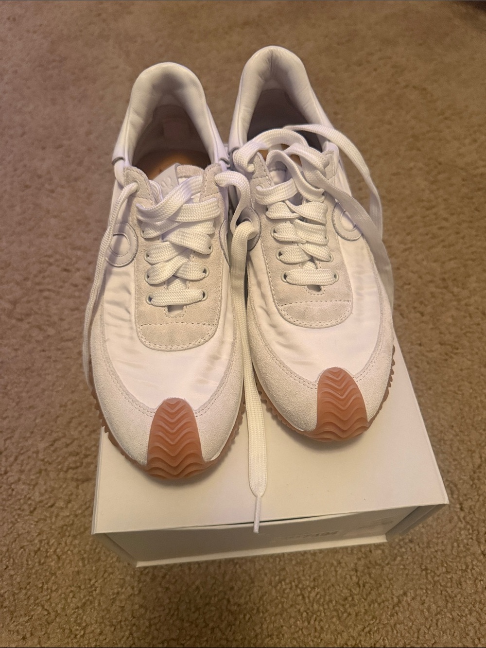 Loewe White Sneakers with Tan Gum Toe